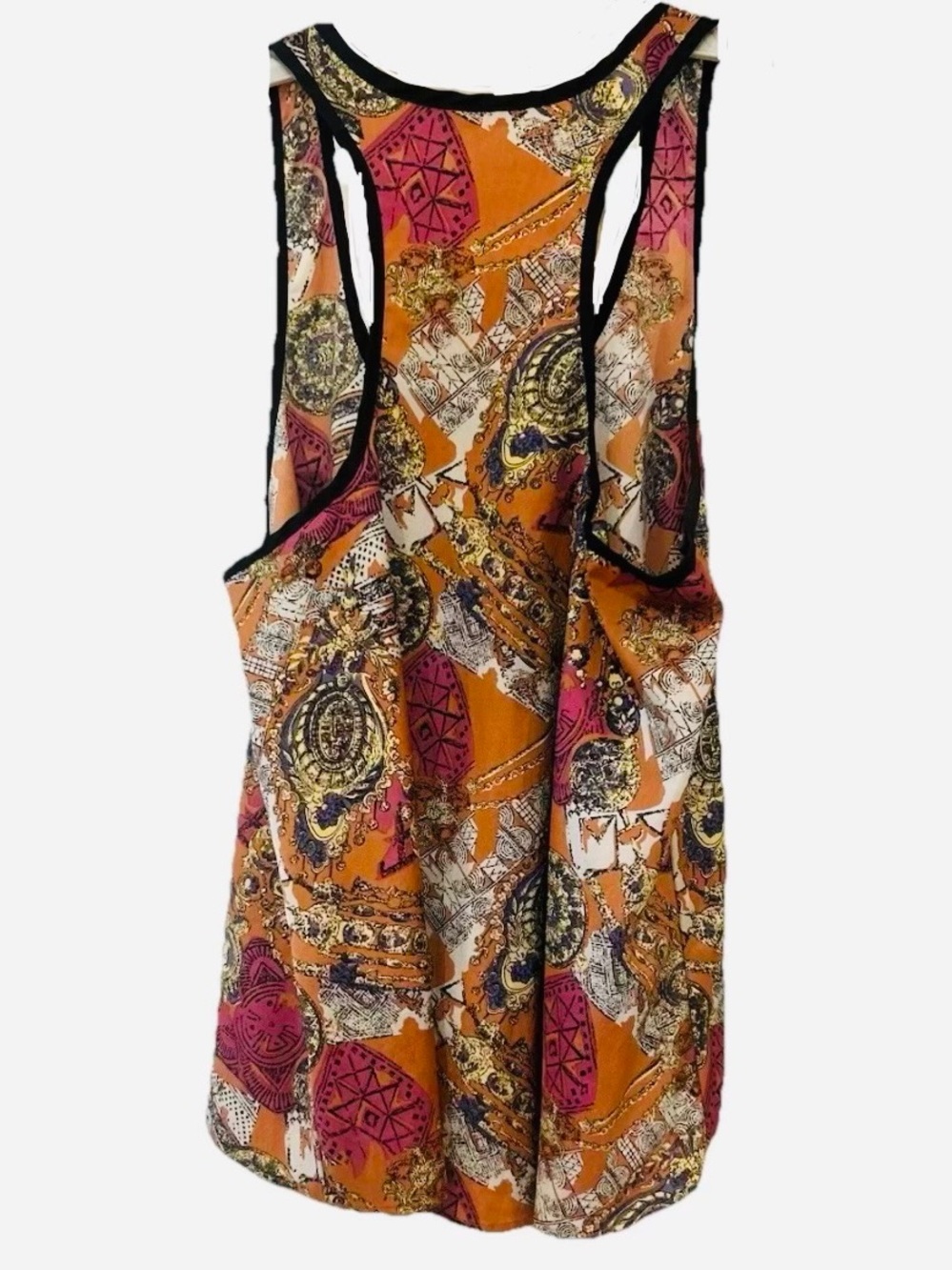 Lush Boho Medallion Print Racerback Tank Orange Purple Swing Top Size M - Picture 2 of 7